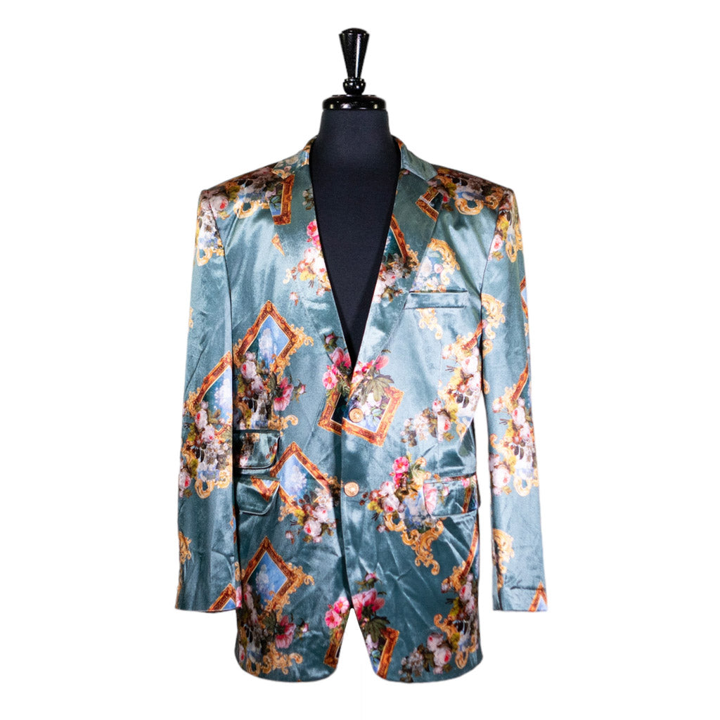 green emerald velvet dress Prom Outfits Men, Floral Alpha Gold 40r main image 0