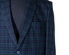 Mens Blazer Navy Blue Green Plaid Check 100% Wool Handmade Dress Formal Suit Jacket Sport Coat 44R