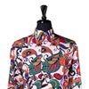 Mens Silk Shirt Button Up Multicolor Floral Abstract Long Sleeve Collared Dress Casual Summer Tropical Hawaiian Beach Handmade Large