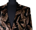 Mens Blazer Brown Black Floral Velvet Dress Formal Suit Jacket Wedding Sport Coat 42R