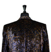 Mens Blazer Blue Gold Abstract Velvet Dress Formal Suit Jacket Wedding Sport Coat 46R