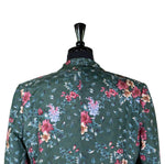 Mens Blazer Green Pink Floral Cotton Summer Dress Formal Jacket Wedding Sport Coat 42R