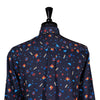Mens Silky Shirt Button Up Blue Geometric Long Sleeve Collared Dress Casual Retro Abstract Summer Beach Designer Luxury Handmade Large