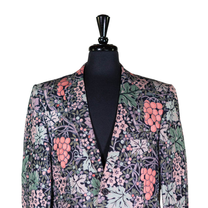 Mens Blazer Blue Pink Green Floral Cotton Summer Dress Formal 2 Button Jacket Wedding Sport Coat 42R