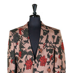 Mens Blazer Beige Red Green Floral Wool Dress Formal 2 Button Jacket Wedding Sport Coat 42R