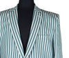 Mens Blazer Green White Striped Dress Formal 2 Button Suit Jacket Wedding Sport Coat 42R