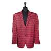 Mens Blazer Red Black White Plaid Check Wool Dress Formal Suit Jacket Wedding Sport Coat 48R
