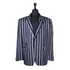 Mens Blazer Blue Gray Striped Wool Dress Formal Suit Jacket Wedding Sport Coat 44R