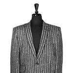 Mens Blazer Gray Striped Wool Dress Formal 2 Button Suit Jacket Wedding Sport Coat 42R