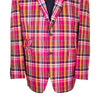 Mens Blazer Pink Purple Yellow Plaid Check Wool Dress Formal Suit Jacket Wedding Sport Coat 48R