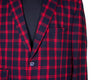 Mens Blazer Blue Red Check Wool Handmade Dress Formal Suit Jacket Wedding Sport Coat 48R