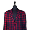 Mens Blazer Blue Red Check Wool Handmade Dress Formal Suit Jacket Wedding Sport Coat 48R