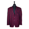 Mens Blazer Blue Red Check Wool Handmade Dress Formal Suit Jacket Wedding Sport Coat 48R