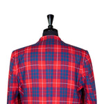 Mens Blazer Red Blue Plaid Check Wool Dress Formal Suit Jacket Wedding Sport Coat 42R