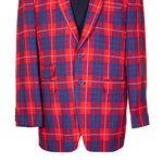 Mens Blazer Red Blue Plaid Check Wool Dress Formal Suit Jacket Wedding Sport Coat 42R