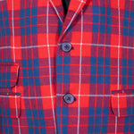 Mens Blazer Red Blue Plaid Check Wool Dress Formal Suit Jacket Wedding Sport Coat 42R