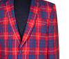 Mens Blazer Red Blue Plaid Check Wool Dress Formal Suit Jacket Wedding Sport Coat 42R