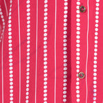 Mens Silky Shirt Button Up Red White Dotted Long Sleeve Collared Dress Casual Summer Tropical Hawaiian Beach Handmade Designer Large