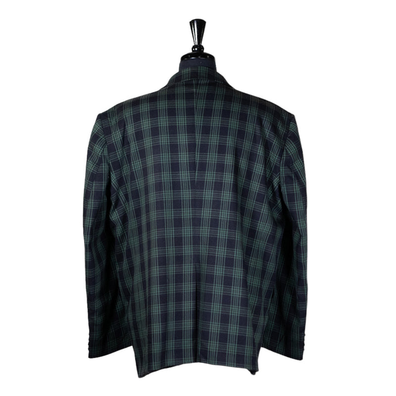 Mens Blazer Green Black Plaid Check Wool Dress Formal Suit Jacket Wedding Sport Coat