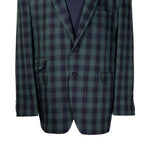 Mens Blazer Green Black Plaid Check Wool Dress Formal Suit Jacket Wedding Sport Coat