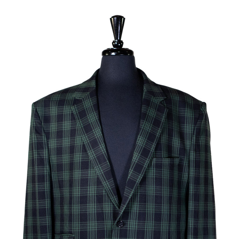 Mens Blazer Green Black Plaid Check Wool Dress Formal Suit Jacket Wedding Sport Coat