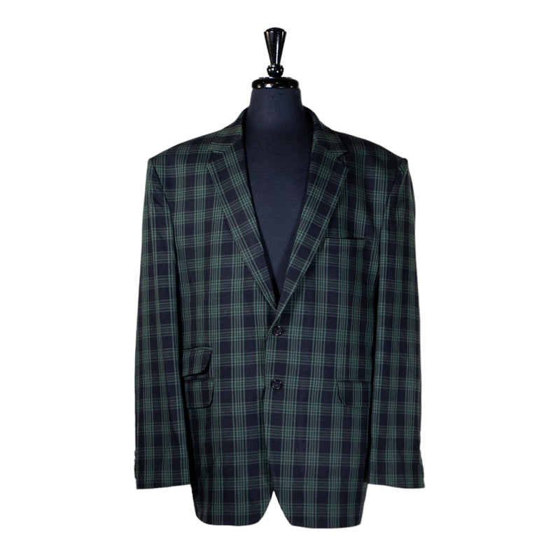 Mens Blazer Green Black Plaid Check Wool Dress Formal Suit Jacket Wedding Sport Coat