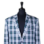 Mens Blazer Green Blue White Plaid Check Wool Dress Formal Suit Jacket Wedding Sport Coat