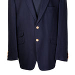 Mens Blazer Navy Blue Wool Gold 2 Button Dress Formal Suit Jacket Wedding Sport Coat 48R