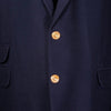 Mens Blazer Navy Blue Wool Gold 2 Button Dress Formal Suit Jacket Wedding Sport Coat 48R