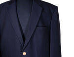 Mens Blazer Navy Blue Wool Gold 2 Button Dress Formal Suit Jacket Wedding Sport Coat 48R