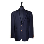 Mens Blazer Navy Blue Wool Gold 2 Button Dress Formal Suit Jacket Wedding Sport Coat 48R