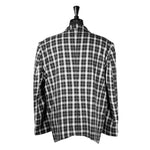 Mens Blazer Black White Plaid Check Wool Dress Formal Designer Suit Jacket Wedding Sport Coat 48R