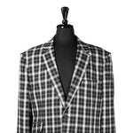 Mens Blazer Black White Plaid Check Wool Dress Formal Designer Suit Jacket Wedding Sport Coat 48R