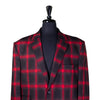 Mens Blazer Black Red Check 2 Button Dress Formal Designer Suit Jacket Wedding Sport Coat 48R