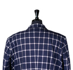 Mens Blazer Blue White Check Plaid Wool Handmade Dress Formal Suit Jacket Wedding Sport Coat 48R
