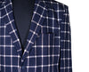 Mens Blazer Blue White Check Plaid Wool Handmade Dress Formal Suit Jacket Wedding Sport Coat 48R