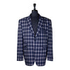 Mens Blazer Blue White Check Plaid Wool Handmade Dress Formal Suit Jacket Wedding Sport Coat 48R
