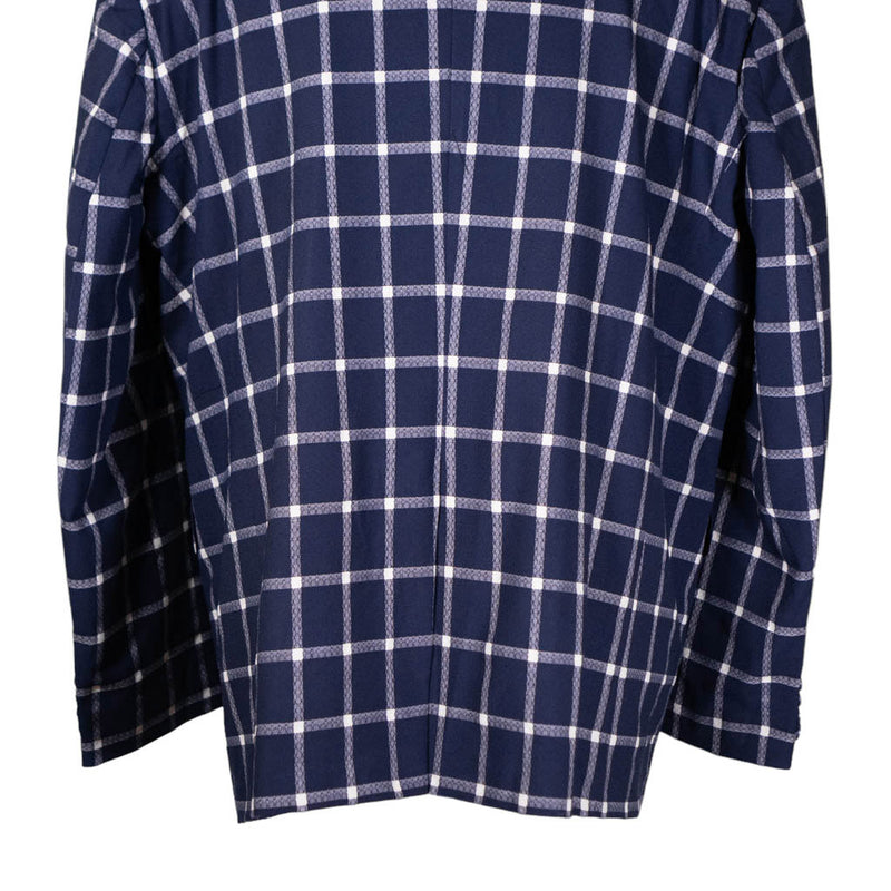 Mens Blazer Blue White Check Plaid Wool Handmade Dress Formal Suit Jacket Wedding Sport Coat 48R