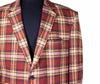 Mens Blazer Red Yellow Beige Plaid Check Wool Dress Formal Suit Jacket Wedding Sport Coat 48R