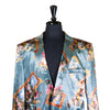 Mens Blazer Multicolor Photo Frames Floral Velvet Dress Formal Jacket Wedding Sport Coat 42R