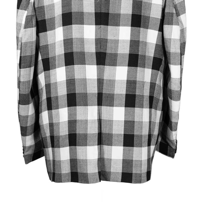 Mens Blazer Black White Plaid Check Wool Velvet Dress Formal Tuxedo Suit Jacket Wedding Sport Coat 46R