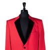 Mens Blazer Red Black Striped Wool Velvet Dress Formal Tuxedo Suit Jacket Wedding Sport Coat 44R