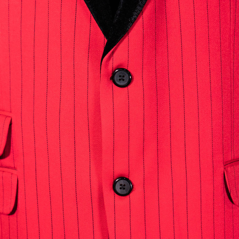 Mens Blazer Red Black Striped Wool Velvet Dress Formal Tuxedo Suit Jacket Wedding Sport Coat 44R