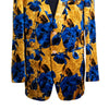 Mens Blazer Yellow Blue Floral Velvet Dress Formal 2 Button Jacket Wedding Sport Coat 42R