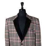 Mens Blazer Black Red White Plaid Check Wool Dress Formal Tuxedo Suit Jacket Wedding Sport Coat 44R