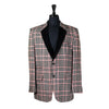 Mens Blazer Black Red White Plaid Check Wool Dress Formal Tuxedo Suit Jacket Wedding Sport Coat 44R