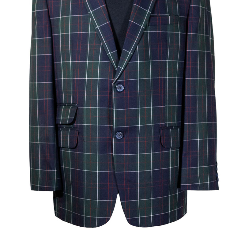Mens Blazer Green Blue Red Tartan Plaid Wool Dress Formal Suit Jacket Wedding Sport Coat 44R