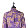 Mens Silk Shirt Button Up Purple Beige Floral Long Sleeve Collared Dress Casual Summer Tropical Hawaiian Beach Handmade Medium
