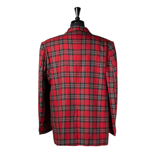 Mens Blazer Red Black Beige Plaid Check Wool Dress Formal Suit Jacket Wedding Sport Coat 46R