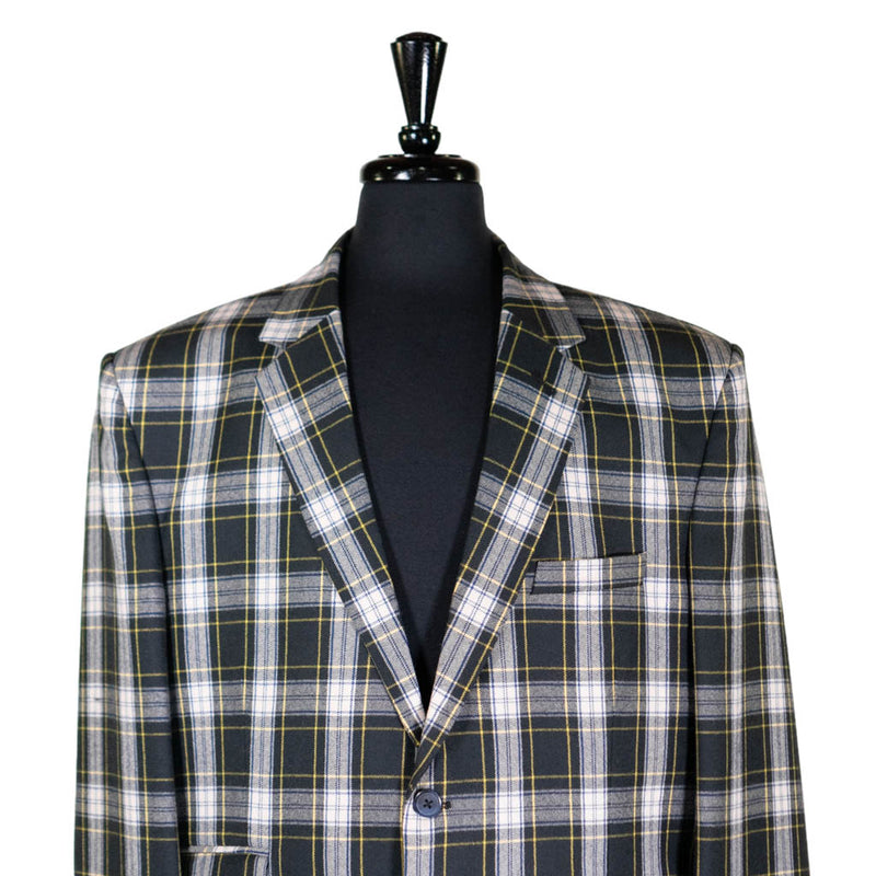 Mens Blazer Green Blue Yellow Plaid Check Wool Dress Formal Suit Jacket Wedding Sport Coat 48R